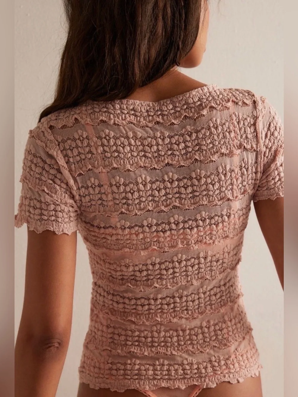 FREE PEOPLE Angelina Lace Tee Top